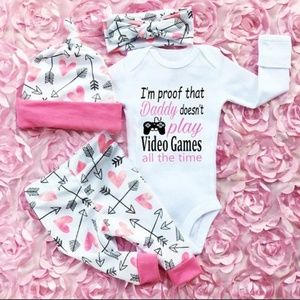 4 pc Newborn infant baby girl outfit